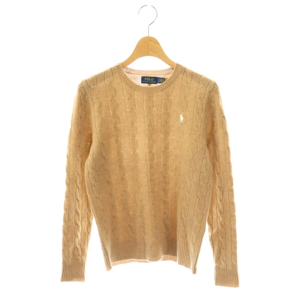 【中古】ポロ ラルフローレン POLO RALPH LAUREN ウールカシミヤケーブルクルーネックニット プルオーバー 長袖 S モカ /DO ■os レディース 【ベクター 古着】 260219