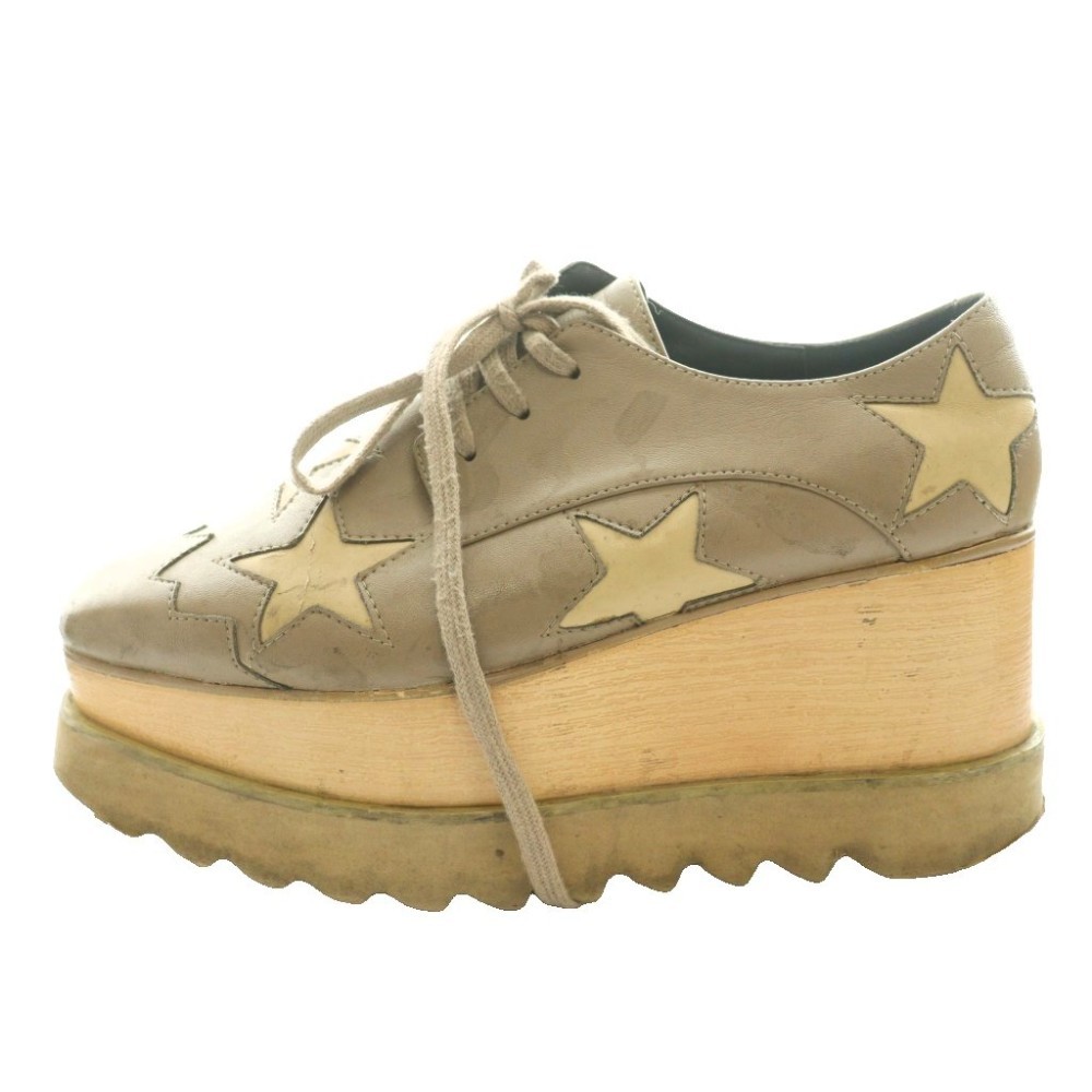 【中古】ステラマッカートニー STELLA McCARTNEY エリス Elyse ウッドソール 厚底スニーカー 星柄 34 茶 ブラウン /SS ■OS レディース 【ベクトル 古着】 260215