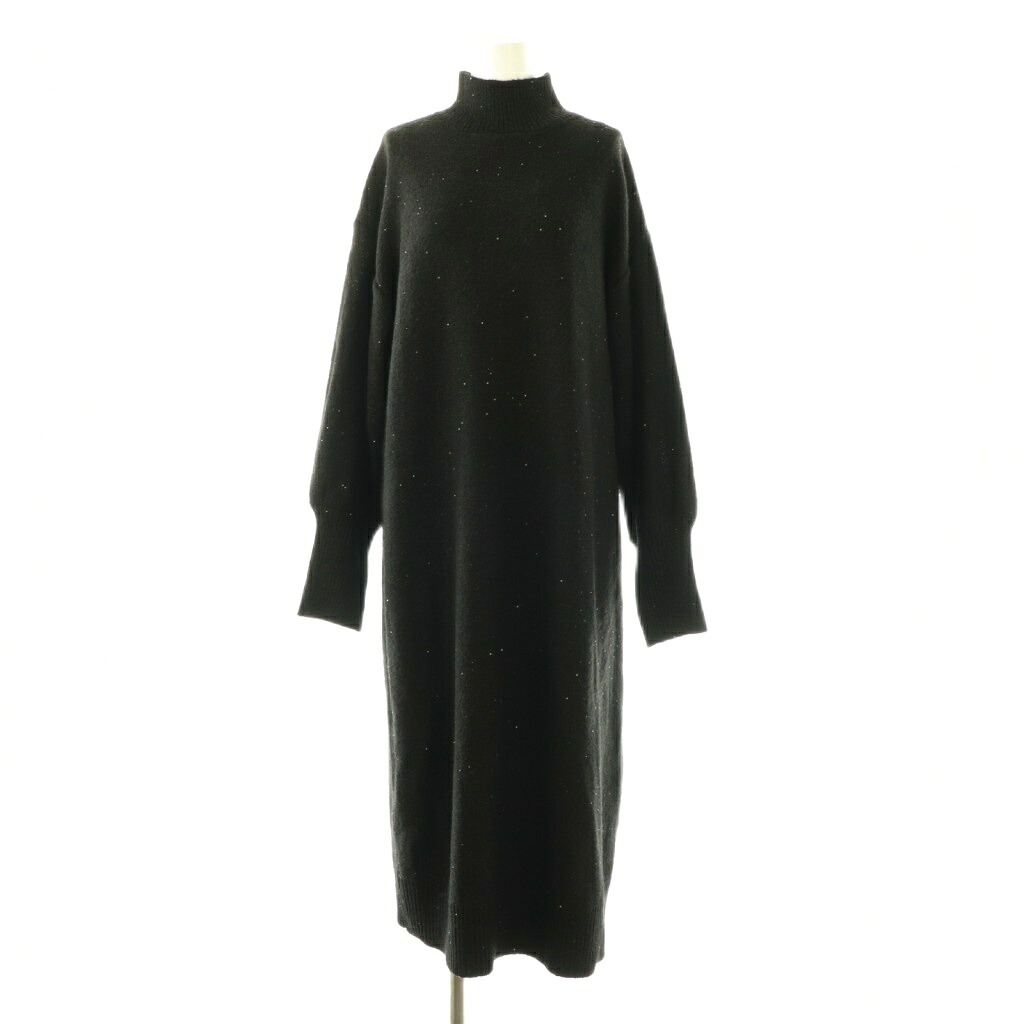 【中古】グレースコンチネンタル GRACE CONTINENTAL 26SS スパンコールニットワンピース ロング インナー付き 36 ブラック /ES ■OS レディース 【ベクトル 古着】 260216