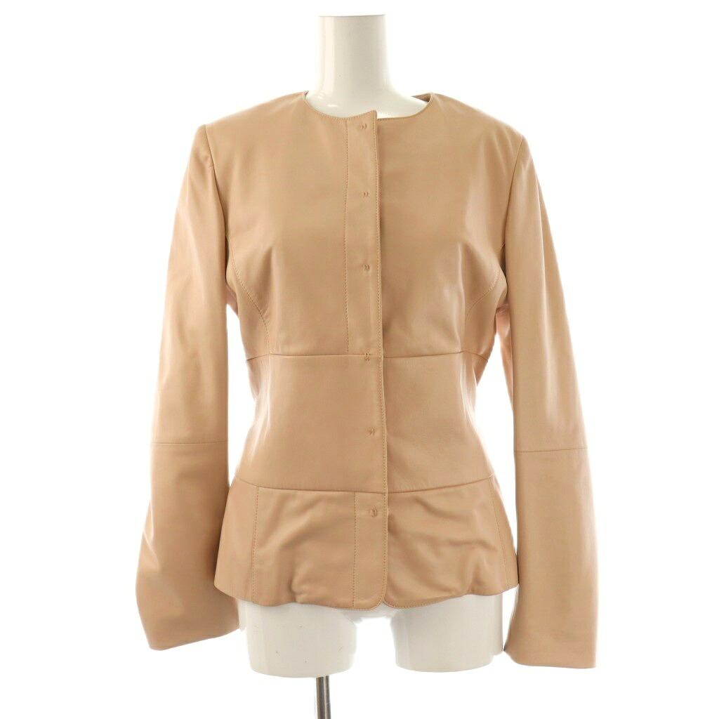 【中古】ロエベ LOEWE レザージャケット ノーカラー 総裏地 38 ピンクベージュ /DO ■OS レディース 【ベクトル 古着】 260217|ブランド古着の買取販売ベクトル