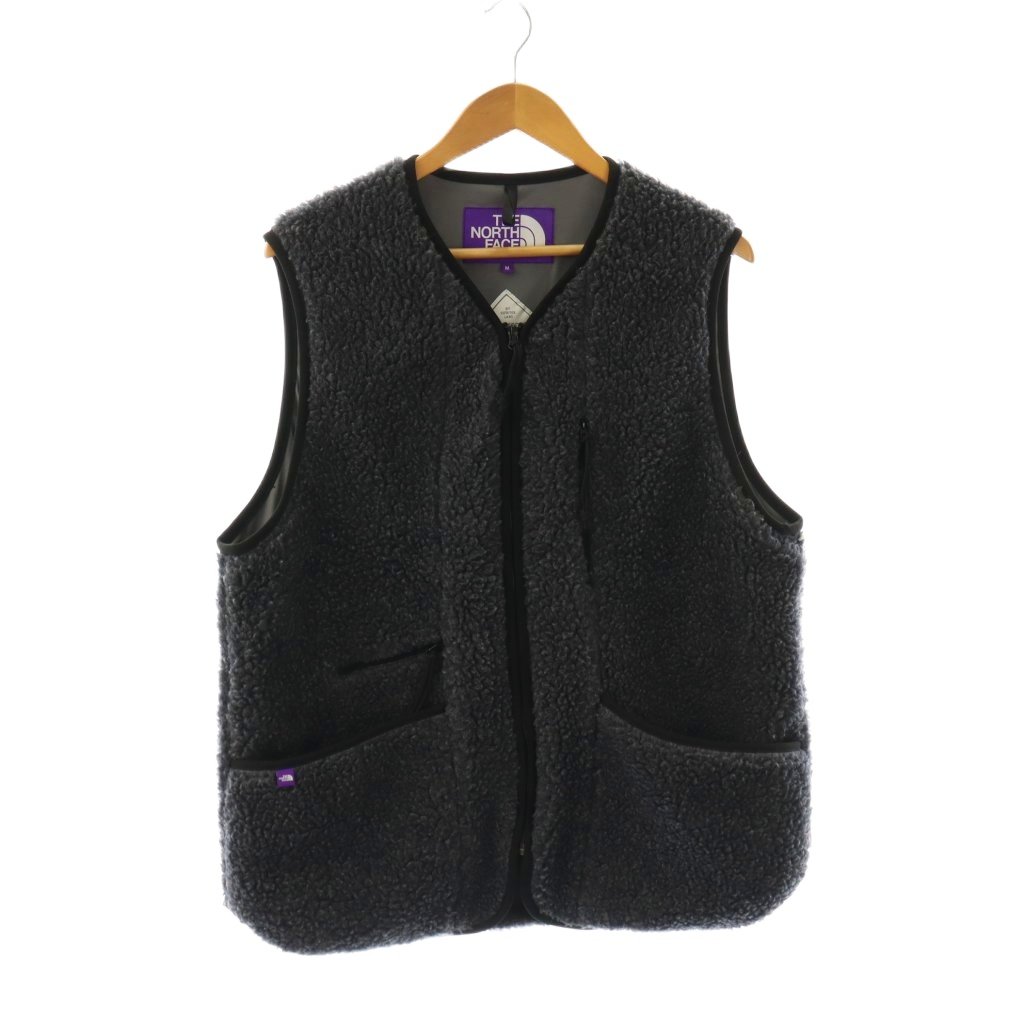 【中古】北の方人間の顔 パープルレーベル THE NORTH FACE PURPLE LABEL Wool Boa WINDSTOPPER Field Vest より良い ジップアップ ボア M 濃灰色薄墨色 黒いこと /DO ■os メンズ 【ベクター 古着】 260219