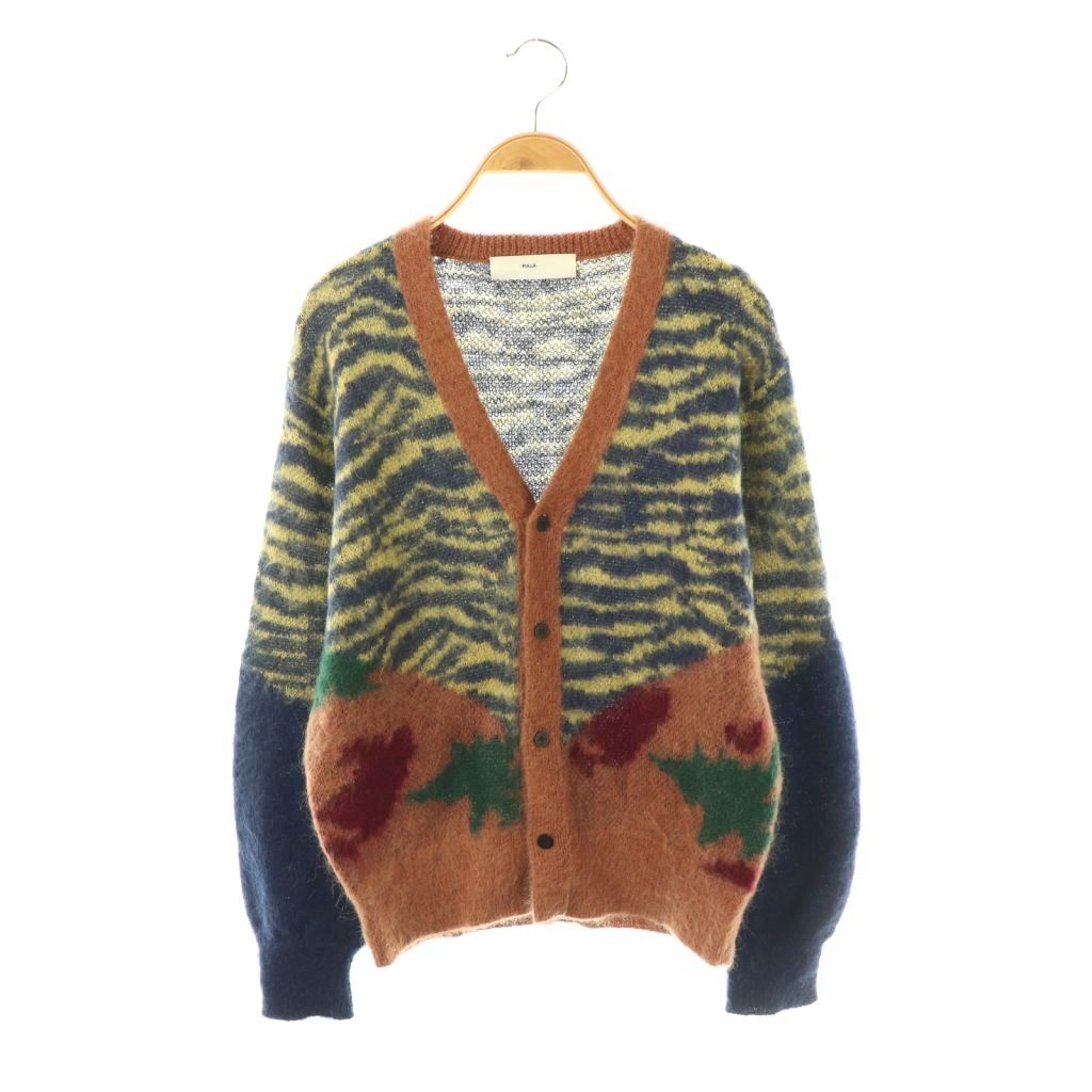 【中古】トーガ プルラ TOGA PULLA TP92-X0211 Animal Jacquard Cardigan カーディガン ニット 総柄 長袖 36 ネイビー ブラウン /HK ■OS レディース 【ベクトル 古着】 260219
