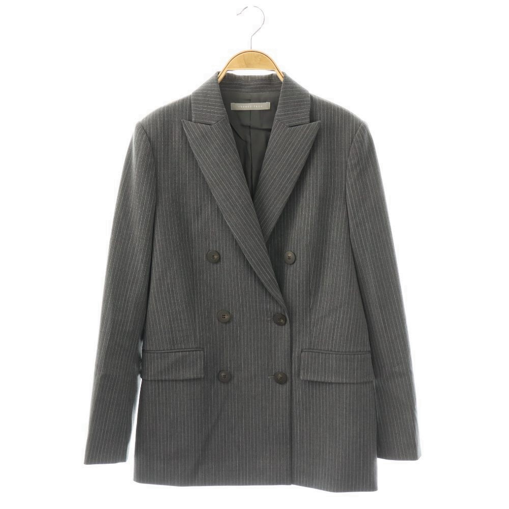 【中古】セオリーリュクス theory luxe EDEN SHANNON テーラードジャケット ダブル ストライプ 038 グレー /ES ■OS レディース 【ベクトル 古着】 260219