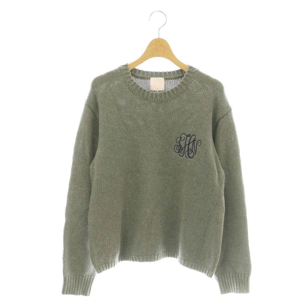 【中古】未使用品 ジェイエヌハーツ J.N.Hearts ロゴ刺繍 コットンカシミヤニット セーター F グレー /DF ■OS レディース 【ベクトル 古着】 260226