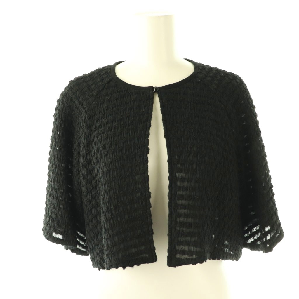 【中古】フォクシー ブティック FOXEY BOUTIQUE 43898 ジャケット テトラ ノーカラー 五分袖 40 黒 /NR ■OS レディース 【ベクトル 古着】 260223