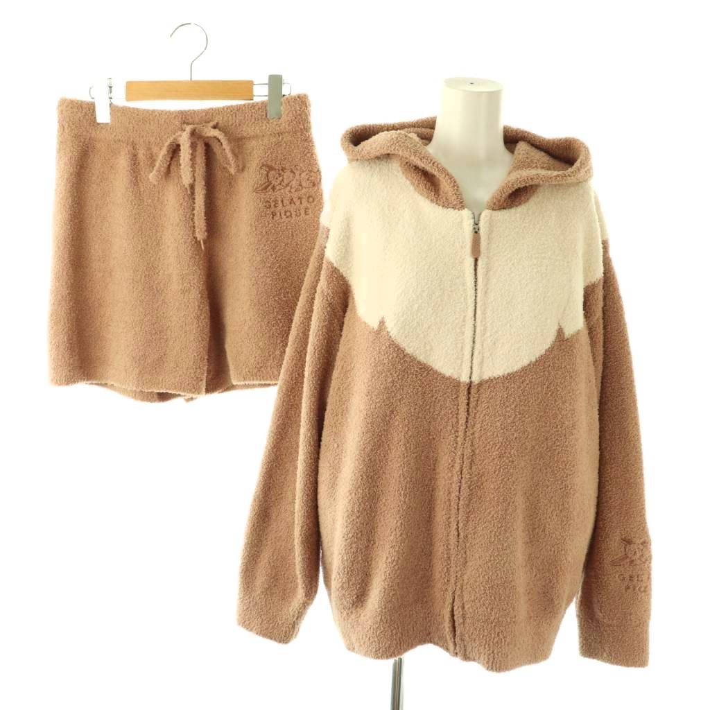 【中古】ジェラートピケ gelato pique ×ポケモンスリープ 24AW ベビモコ イーブイ パーカ\u0026ショートパンツセット ルームウェア F キャメル /HK ■OS レディース 【ベクトル 古着】 260224