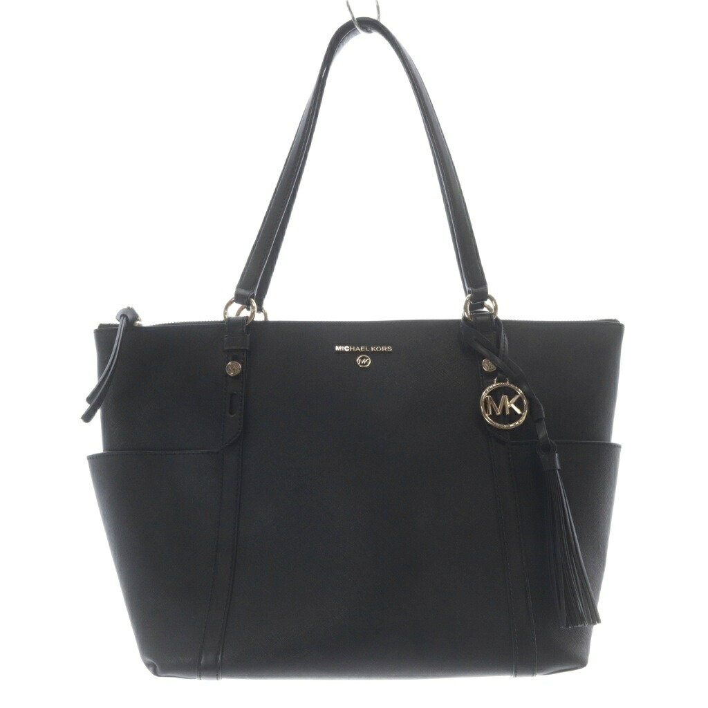 【中古】マイケル教科課程 MICHAEL KORS SULLIVAN LARGE SAFFIANO LEATHER TOP-ZIP トートバッグ ハンドバック なめし革 ロゴタイプ 黒 黒いこと 30T0GNXT3L /SR レディース 【ベクター 古着】 260226