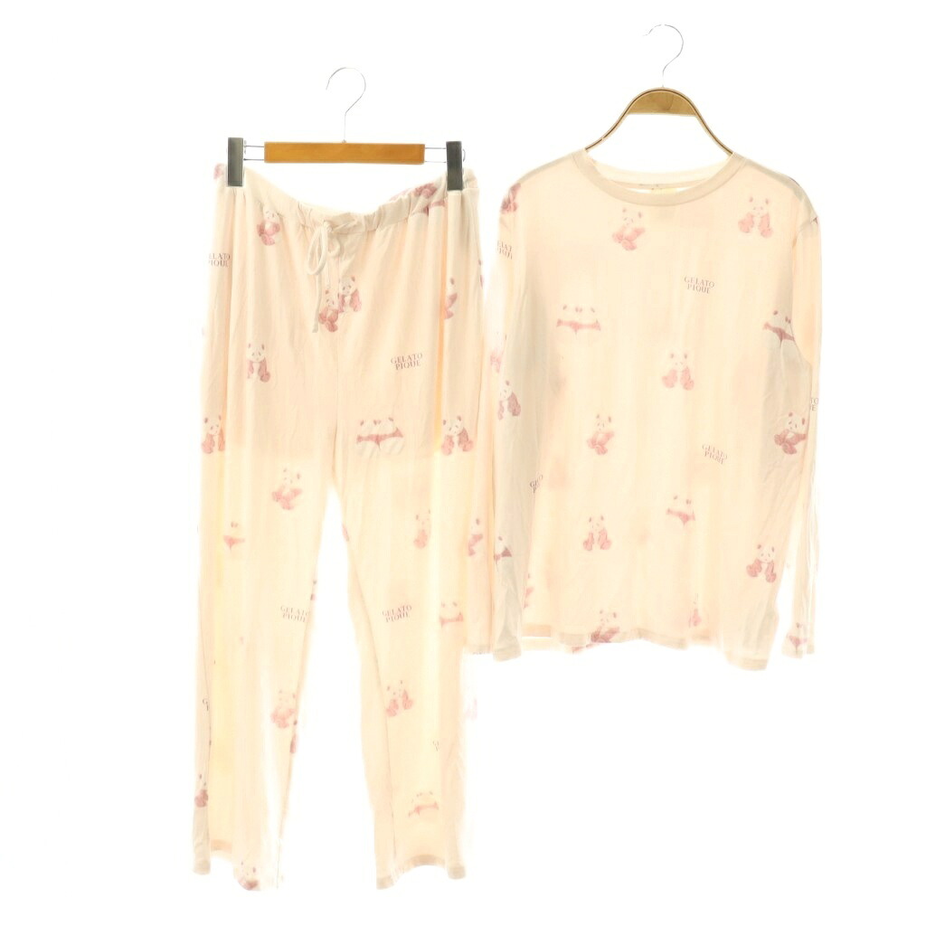 【中古】ジェラートピケ gelato pique 25SS パンダ柄ロンT ロングパンツ セットアップ ルームウェア パジャマ F ペールピンク /ES ■OS レディース 【ベクトル 古着】 260226 4,617円