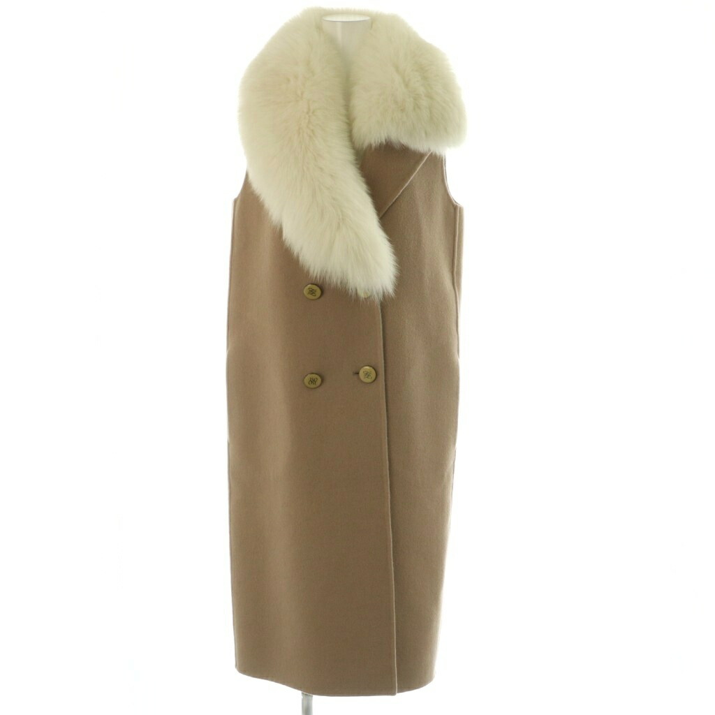 【中古】フェンディ FENDI フォックスファージレ カリグラフィーボタン より良い 前車のドア ロング 38 ベージュ /NR ■os レディース 【ベクター 古着】 260305