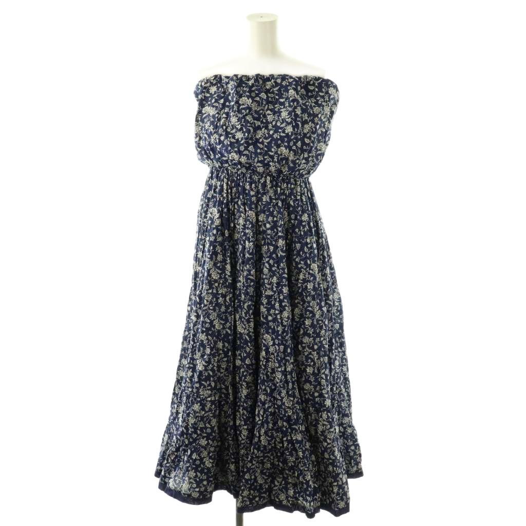 【中古】マリハ MARIHA 草原の虹のドレス ベアトップ ワンピース 花柄  紺 白 /CX ■OS レディース 【ベクトル 古着】 260302