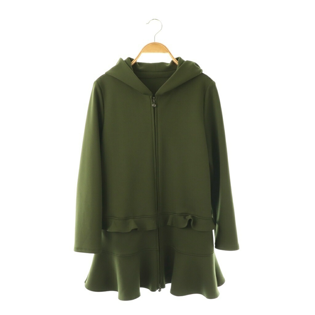 【中古】ルネ Rene ベーシック basic カメリアWジップストレッチカットソーフーディ パーカー 長袖 34 カーキ /DO ■OS レディース 【ベクトル 古着】 260227