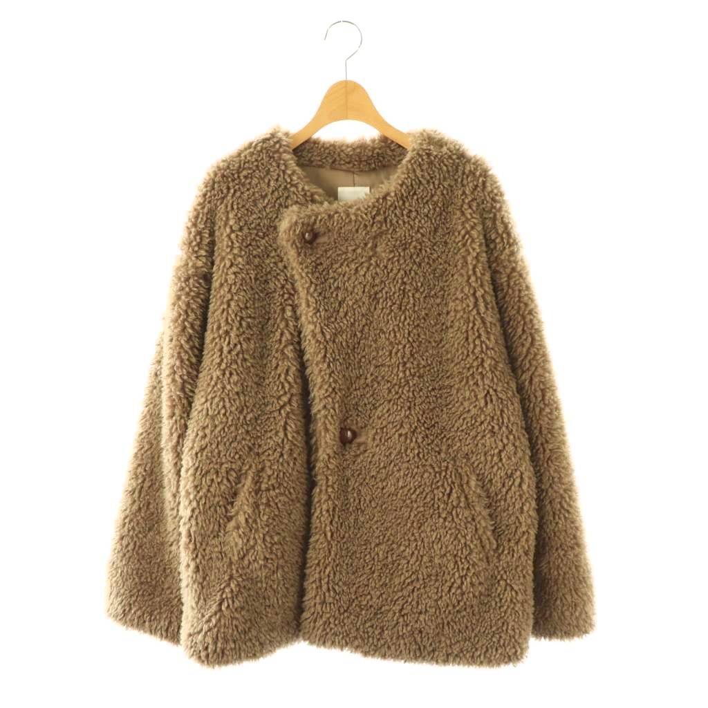 【中古】シーナリー SHENERY 25AW ノーカラーボアコート ワンカラー F ベージュ SNZ1052408A0001 /BB ■SH レディース 【ベクトル 古着】 260303