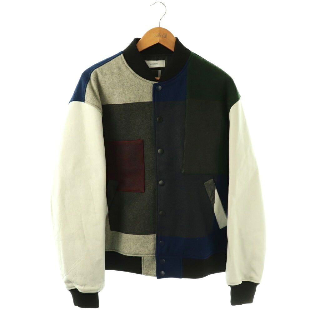 【中古】ファセッタズム FACETASM パッチワークブルゾン スタジャン 中綿 ウール 切替 レザー 3 マルチカラー OTM-JK-M08 /KU ■SH メンズ 【ベクトル 古着】 260316