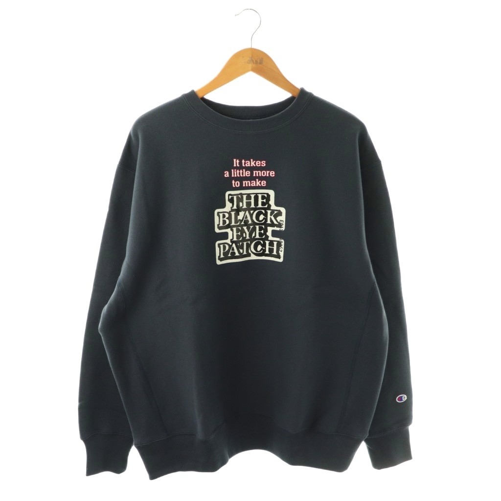 【中古】未当て嵌める品 ブラックアイパッチ THE BLACK EYE PATCH ×Champion REVERSE WEAVE プリントスウェットシャツ ティーシャツ 長袖 XL 米国海軍 /HK ■os ■SH メンズ 【ベクター 古着】 260305