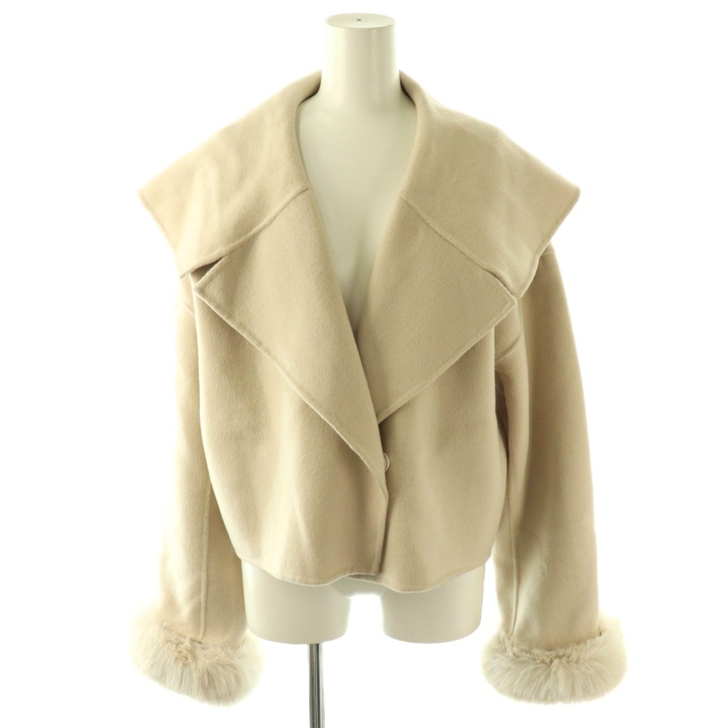 【中古】ハーリップトゥ Her lip to 25AW Loro Short Rever Coat 遊撃手厚地の外套 フェイクファー付き添い人 M 象牙色 /ES ■os ■SH レディース 【ベクター 古着】 260305