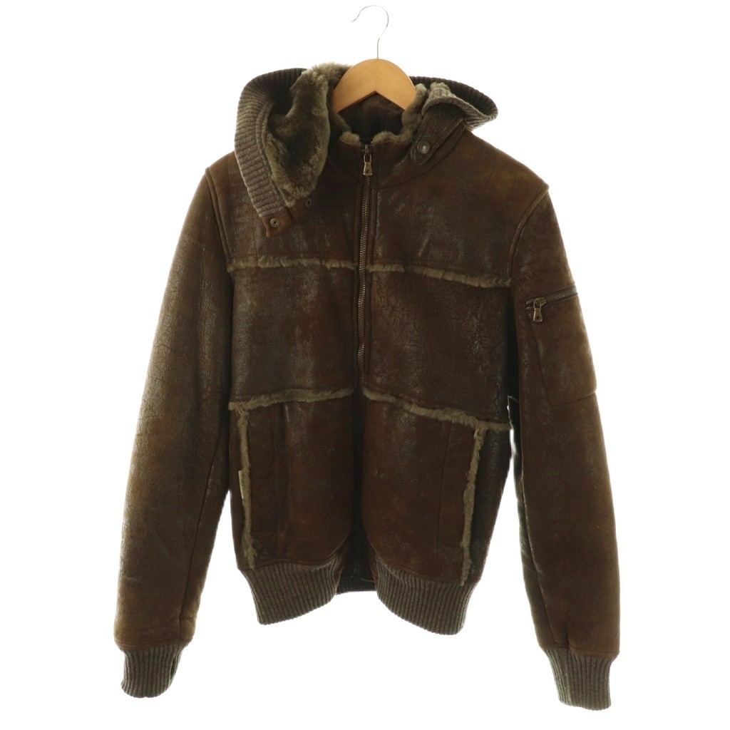 【中古】ドルチェ\u0026ガッバーナ 弗ガバ DOLCE\u0026GABBANA ラムスキンファージャケット ジップアップ 46 赤銅色 /HK ■os メンズ 【ベクター 古着】 260305