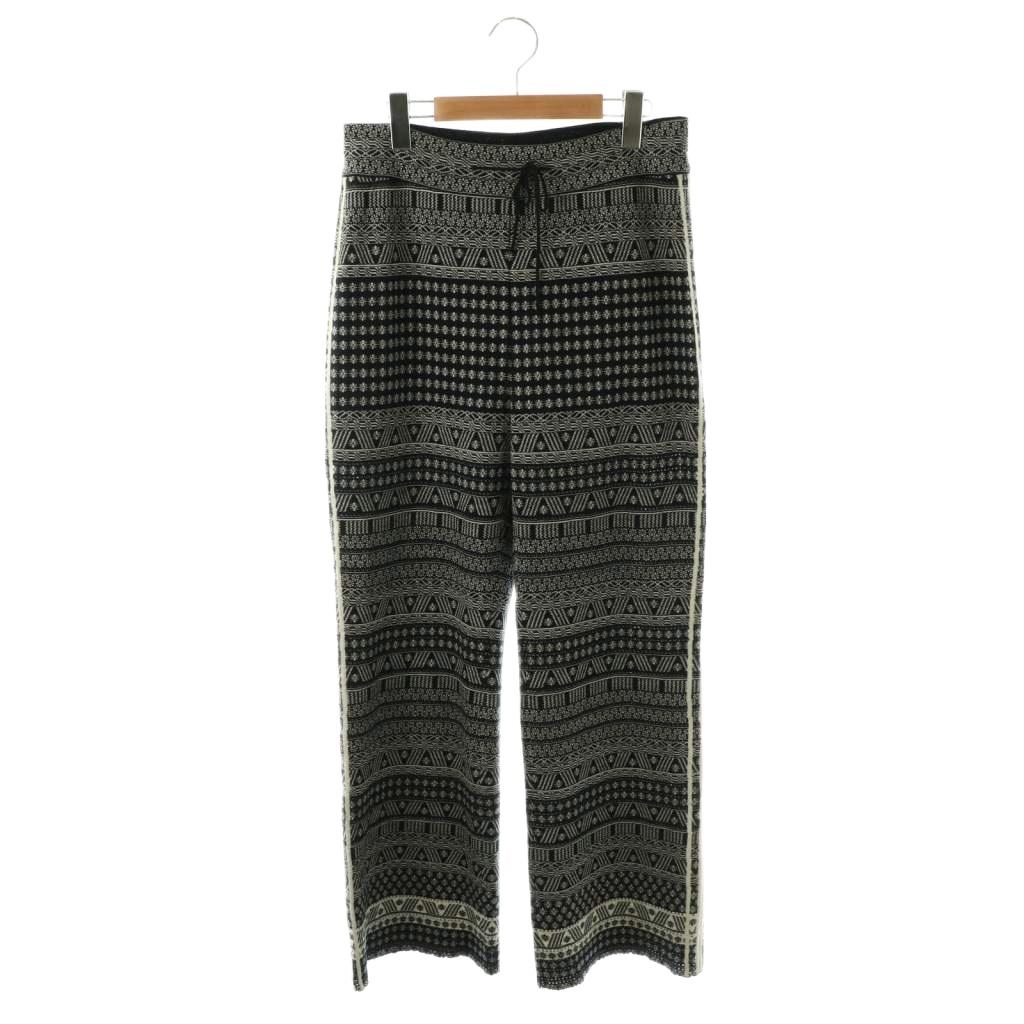 【中古】マメクロゴウチ  Mame Kurogouchi 24FW Mishima Karatsu Small Floral Pattern Knitted Trousers 編み物ズボン下 広々としたズボン下 1 濃灰色 白いこと /ES ■os レディース 【ベクター 古着】 260319