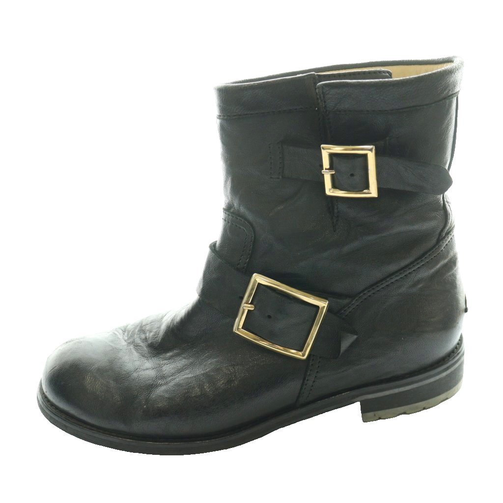 【中古】ジミーチュウ JIMMY CHOO エンジニアショートブーツ 37 黒 黒いこと /SS ■os レディース 【ベクター 古着】 260306