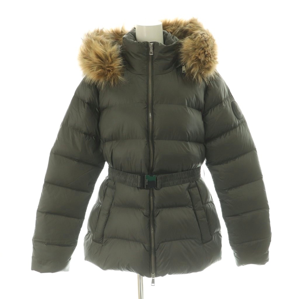 【中古】ポロ ラルフローレン POLO RALPH LAUREN ダウンジャケット ナイロン フード フェイクファー レザーパッチ ベルト付き M グレー 211872288002 /MI ■OS レディース 【ベクトル 古着】 260303|ブランド古着の買取販売ベクトル