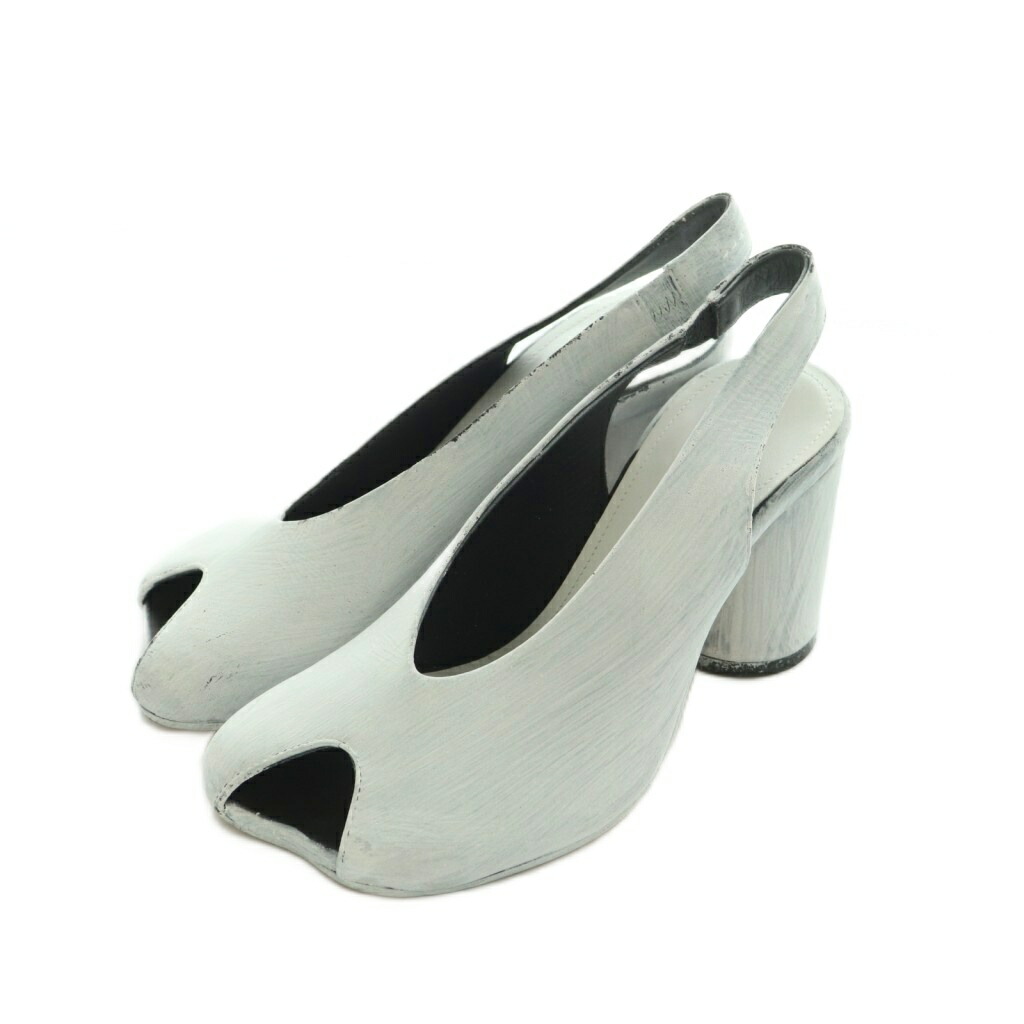 【中古】エムエムシックス メゾンマルジェラ MM6 Maison Margiela 25SS スリングバックパンプス オープントゥ チャンキーヒール 37 24.0珊 S66WP0 /MI ■os レディース 【ベクター 古着】 260311 レディース靴-靴