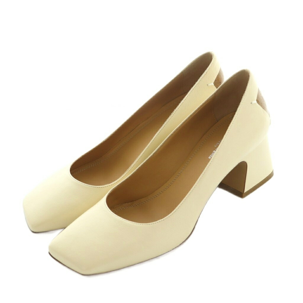 【中古】メゾンマルジェラ 22 Maison Margiela 22 パンプス スクエアトゥ ブロックヒール レザー 38 25.0cm アイボリー S58WL0226 /MI ■OS レディース 【ベクトル 古着】 260305