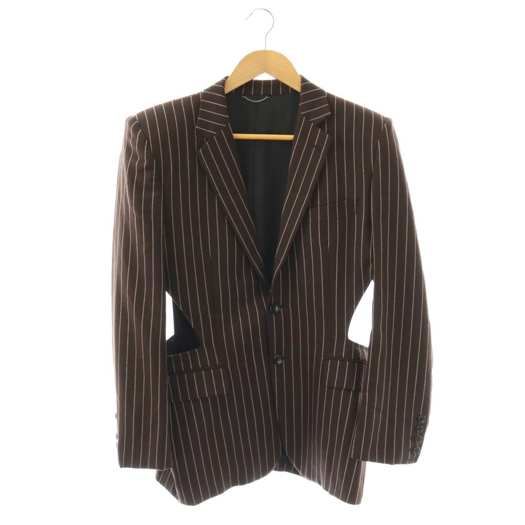 【中古】ジョンローレンスサリバン JOHN LAWRENCE SULLIVAN hollowed out jacket ジャケット ストライプ シングル 46 ブラウン /HK ■OS メンズ 【ベクトル 古着】 260317