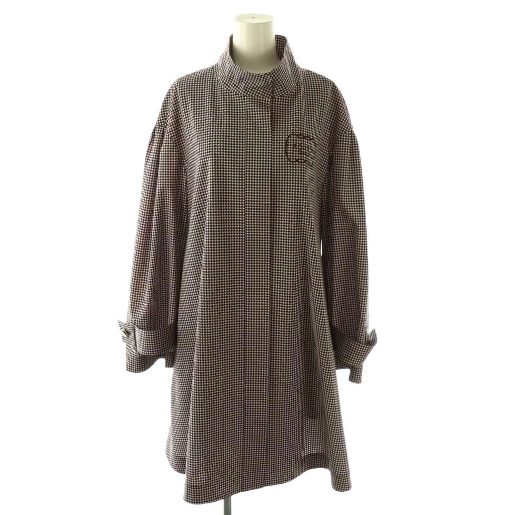 【中古】未当て嵌める品 フォクシーニューヨーク FOXEY NEW YORK 24年 厚地の外套 レイニーウォーク スプリングコート チドリ柄 40 幽々たる赤銅色 44436 /DF ■os レディース 【ベクター 古着】 260312 コート・ジャケット-レディースファッション