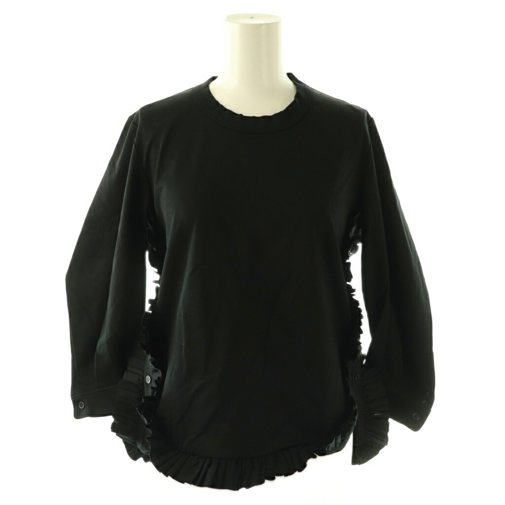 【中古】未使用品 ノワールケイニノミヤ kei ninomiya AD2020 3G-T017 フリルサイドボタンカットソー 七分袖 XS ブラック /HK ■OS レディース 【ベクトル 古着】 260312