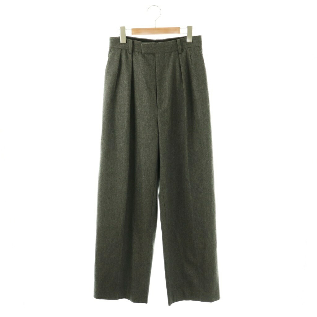 【中古】エディション Edition トゥモローランド 24AW ポプリンメルトン 2タックワイドスラックス パンツ カシミヤ混 36 グレー /HK ■OS レディース 【ベクトル 古着】 260312