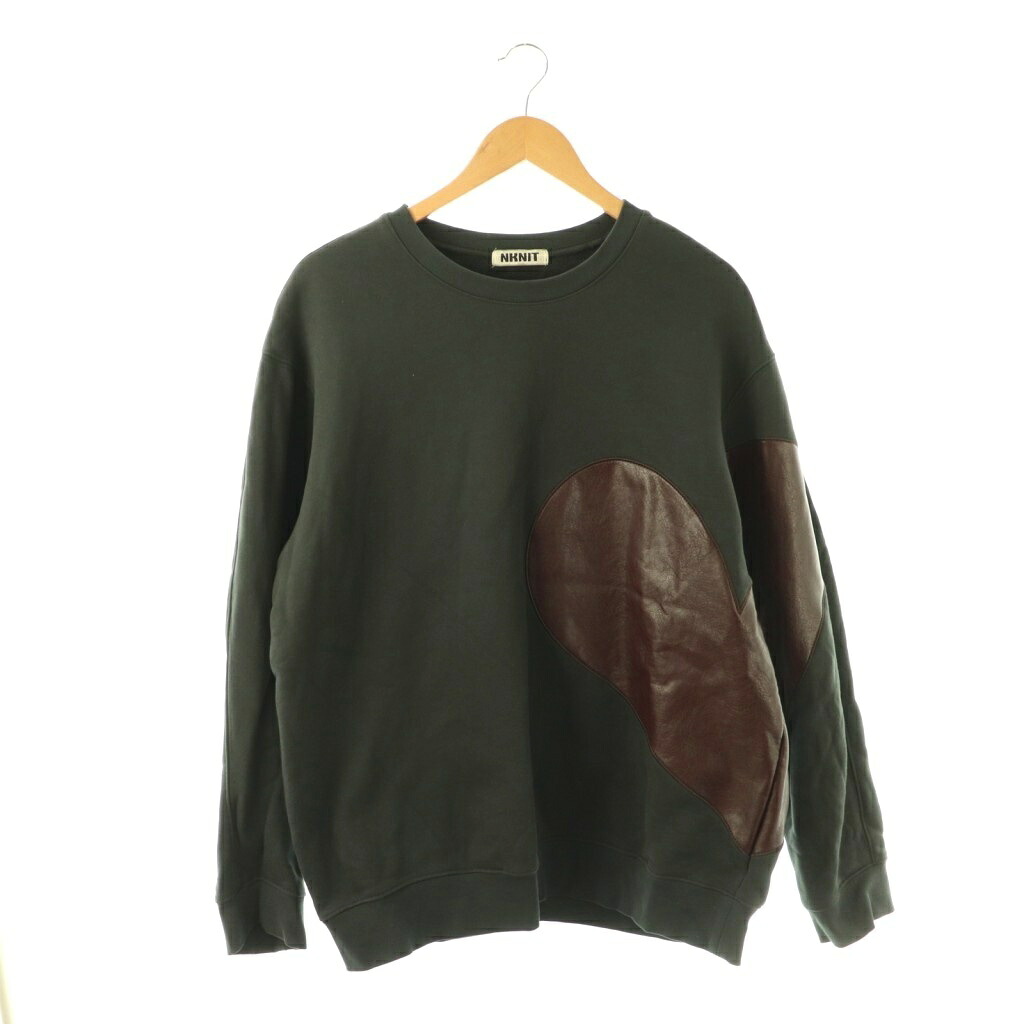 【中古】ンニット NKNIT pattern pullover sweat スウェット トレーナー フェイクレザー 切替 0 チャコールグレー N24AW-502 /KU メンズ 【ベクトル 古着】 260316