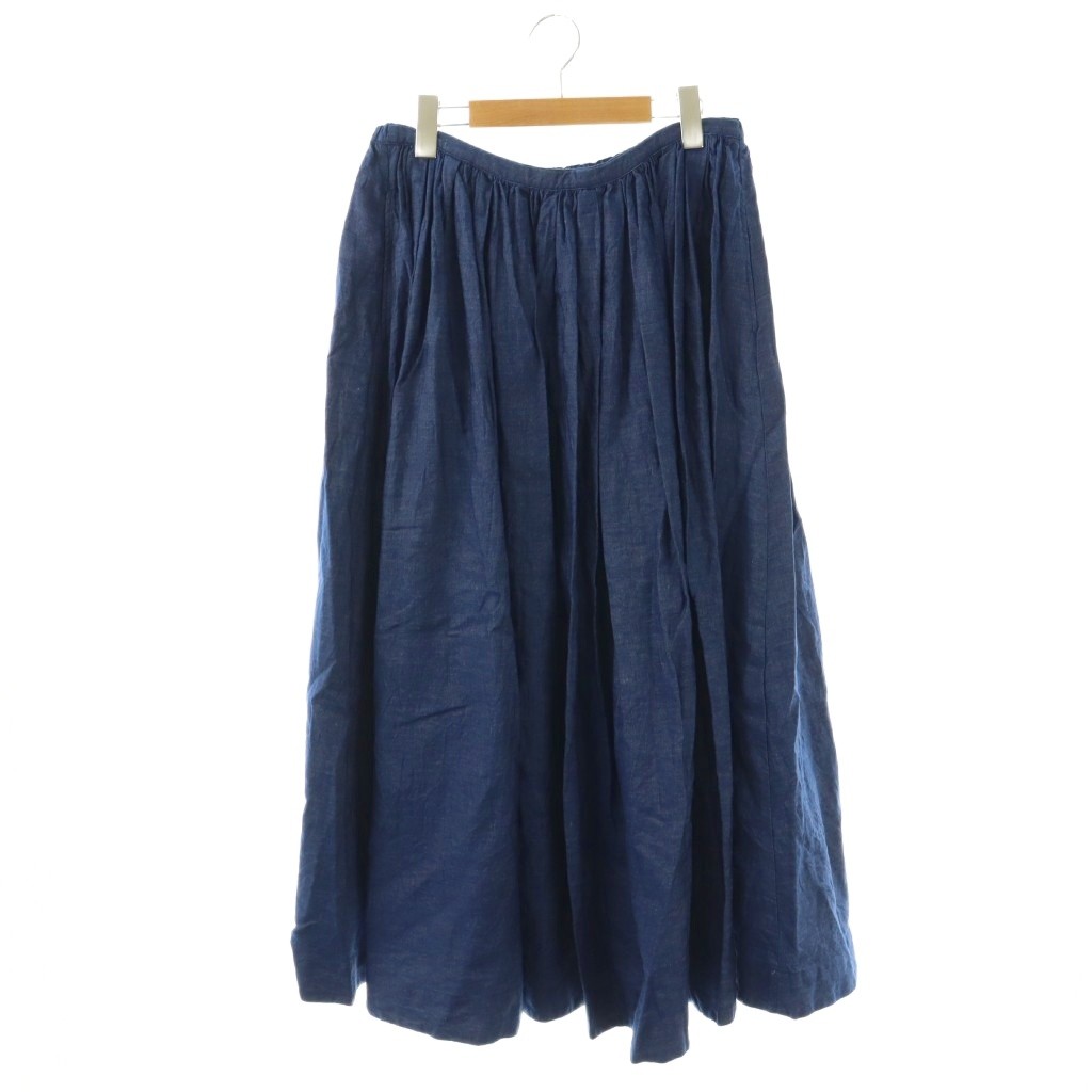 【中古】未当て嵌める品 ラボレイトリー LABORATORY MAMAN GATHER DENIM SKIRT スコート 太陽フレア ギャザー リネン混 紺 天使の都市414 /CX ■os ■SH レディース 【ベクター 古着】 260313 ボトムス-スカート-レディースファッション