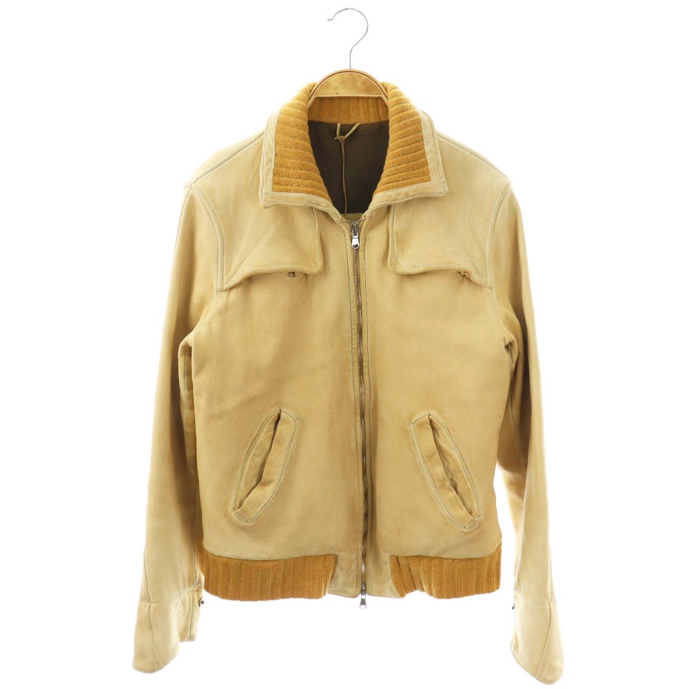 【中古】ジョルジオブラット GIORGIO BRATO レザージャケット アウター ジップアップ ライトベージュ /CX ■OS メンズ 【ベクトル 古着】 260313