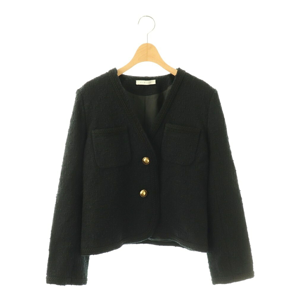 【中古】コルピエロ COL PIERROT 24AW Original Yarn Tweed Jacket 否色つや上衣 ツィード 38 黒いこと /DF ■os レディース 【ベクター 古着】 260318