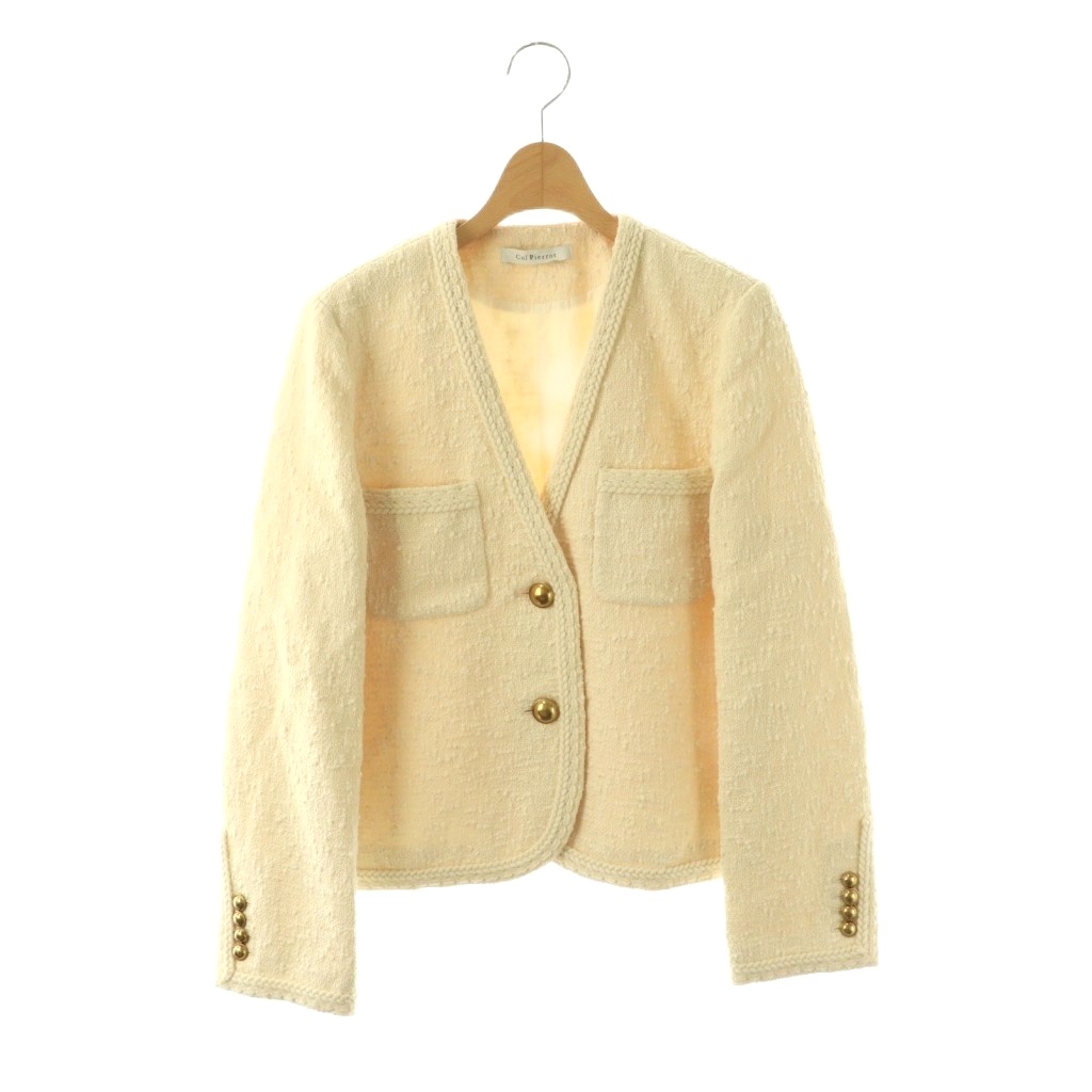 【中古】コルピエロ COL PIERROT 24AW Original Yarn Tweed Jacket 上衣 否色つや ツィード 38 象牙色 /DF ■os レディース 【ベクター 古着】 260318