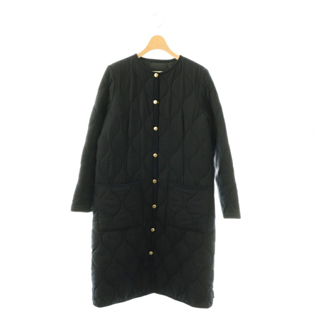 【中古】トラディショナルウェザーウェア Traditional Weatherwear ARKLEY ロング コート ノーカラー キルティング 中綿 34 濃紺 /MI ■OS レディース 【ベクトル 古着】 260316