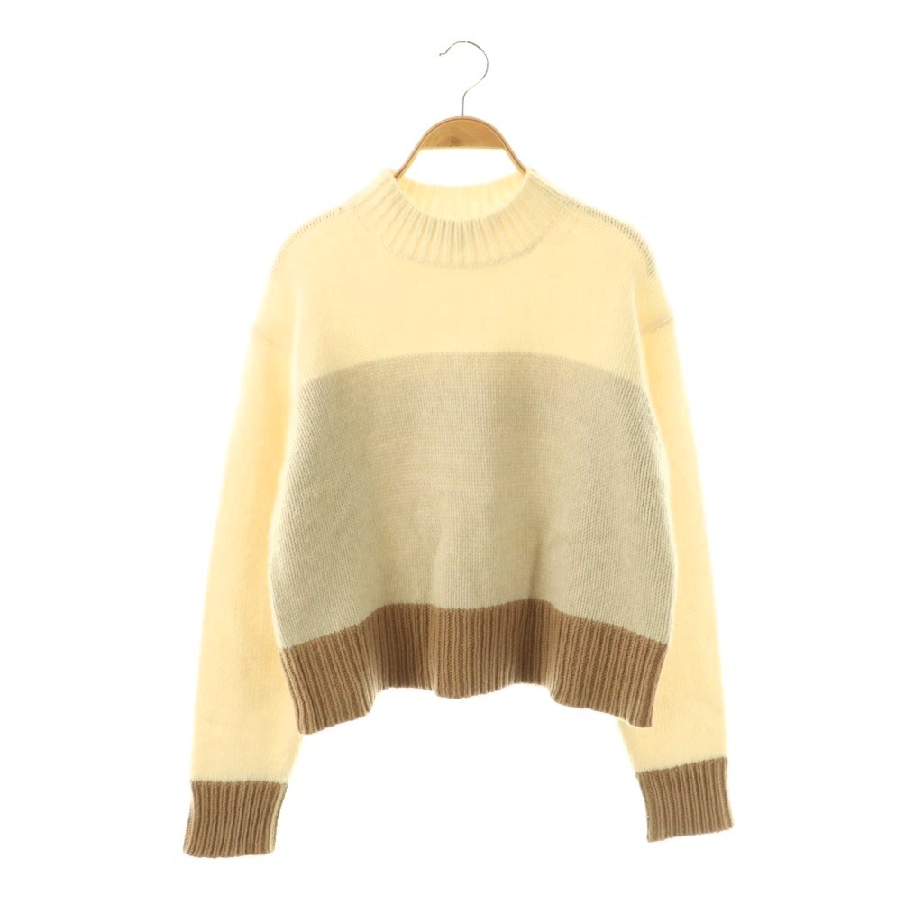 【中古】行動論理 Theory 24AW  FELTED WOOL CASH COLOR BLOCK PO F 編み物 スウェーター 羊毛 S 象牙色 茶 /MI ■os レディース 【ベクター 古着】 260316