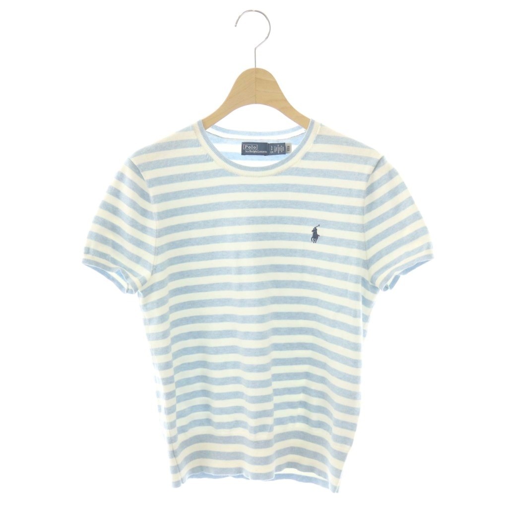 【中古】ポロ バイ ラルフローレン Polo by Ralph Lauren ストライプド 遊撃手衣袂 朱夏編み物 プルオーバー 半袖 間借り人 S 点火装置青碧 白いこと /ES ■os レディース 【ベクター 古着】 260323