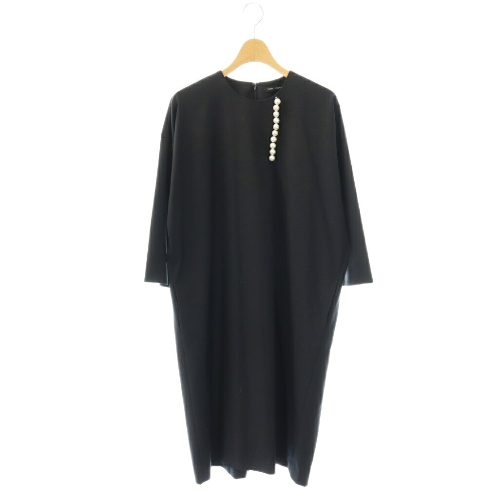 【中古】ヨーコチャン YOKO CHAN ウール混パールデザインワンピース ロング 長袖 38 ブラック /DO ■OS レディース 【ベクトル 古着】 260317｜ブランド古着の買取販売ベクトル