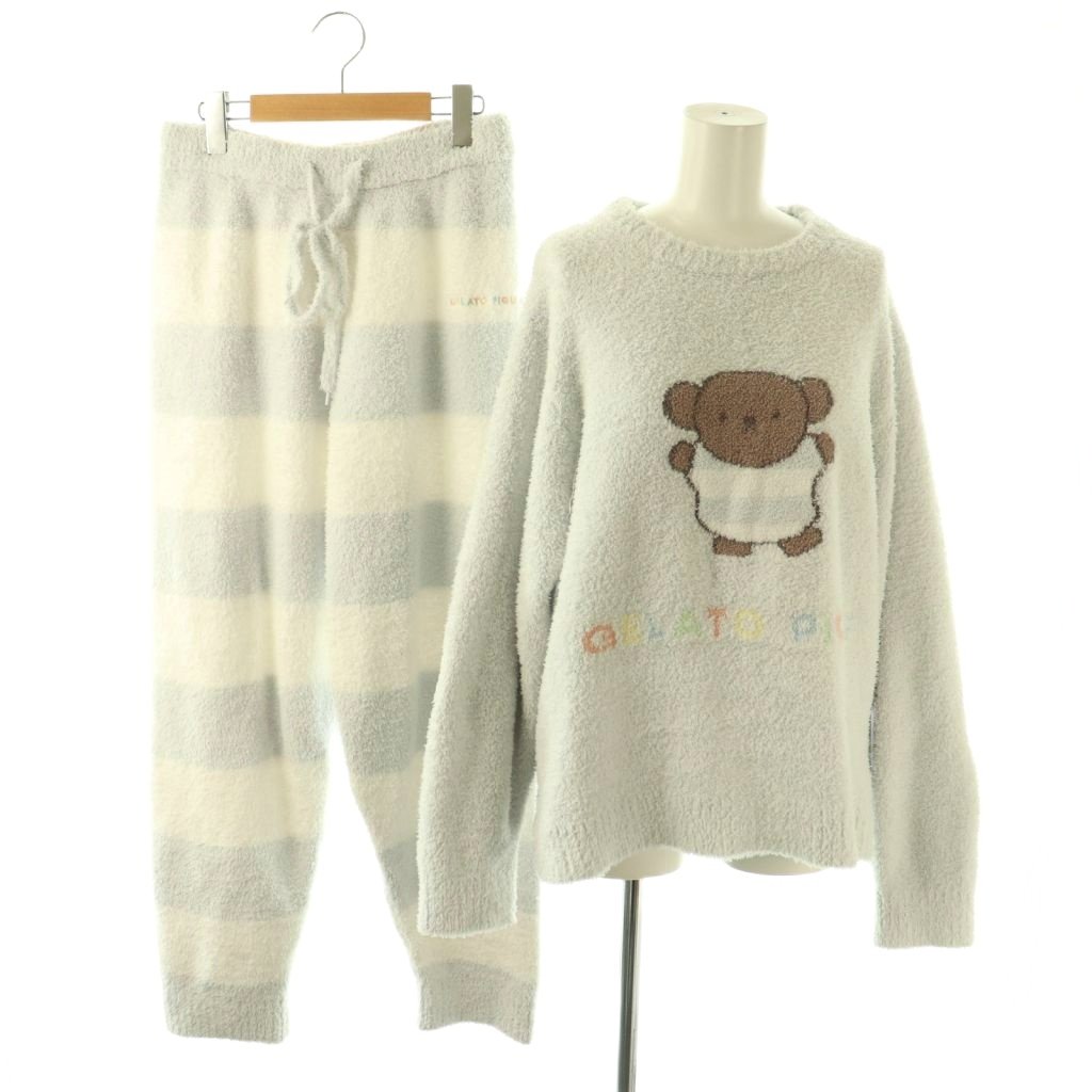 【中古】ジェラートピケ gelato pique &times;Dick Bruna 24AW ベビモコジャガードプルオーバー&ロングパンツ セットアップ ルームウェア F ライトブルー ホワイト /ES ■OS レディース 【ベクトル 古着】 260323｜ブランド古着の買取販売ベクトル 9,163円