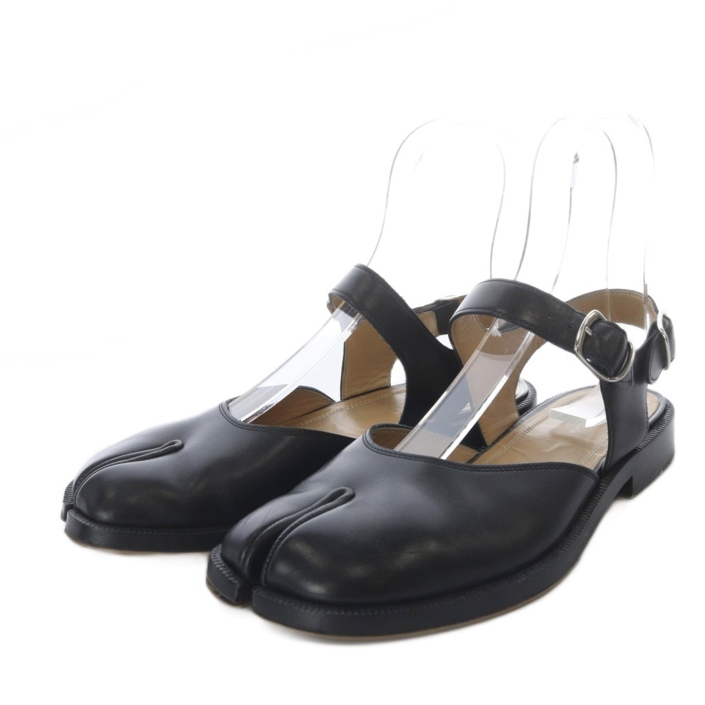 【中古】マルタンマルジェラ 22 Martin Margiela 22 メゾンマルジェラ タビ TABI 足袋 ストラップサンダル フラット レザー 38 ブラック /YO35 レディース 【ベクトル 古着】 260319