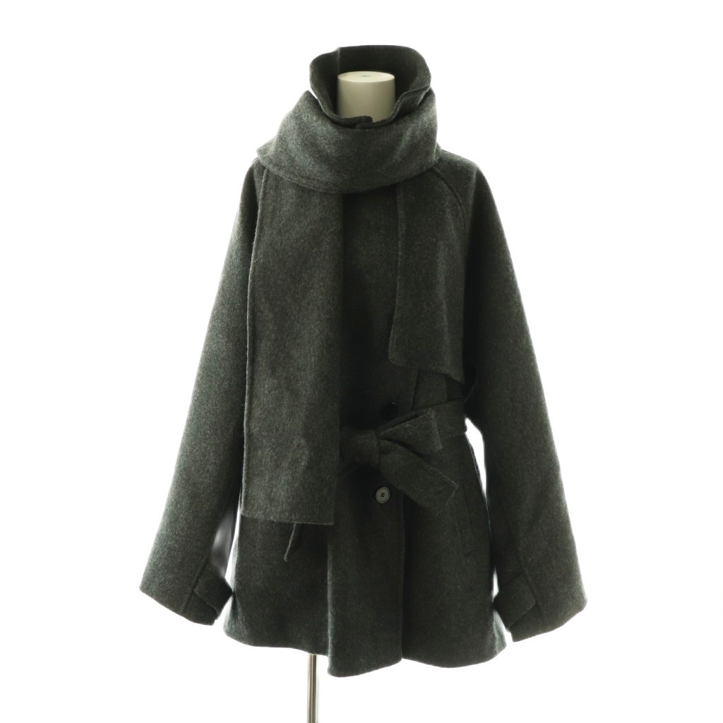 【中古】スナイデル SNIDEL 25AW 【HIGH QUALITY】えり巻き付き添い人ウールミドルコート 1 濃灰色薄墨色 /DF ■os ■SH レディース 【ベクター 古着】 260319