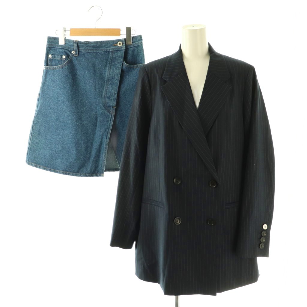 【中古】アメリヴィンテージ Ameri VINTAGE 25SS DENIM CORSET COMBINE JACKET ジャケット テーラード スカート デニム ミニ S ネイビー ブルー /HK ■OS レディース 【ベクトル 古着】 260323