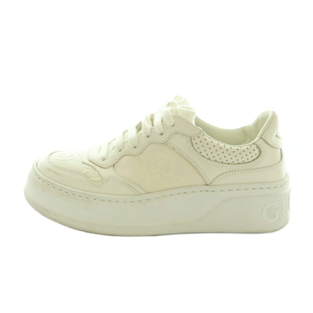 【中古】グッチ GUCCI GGエン元締め なめし革スニーカー シューズ 36 23.0糎 白 670408 /MI ■os レディース 【ベクター 古着】 260326