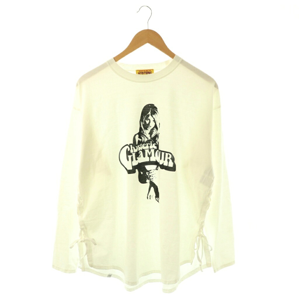 【中古】ヒステリックグラマー HYSTERIC GLAMOUR 24AW HEAVEN TONIGHT オーバーサイズTシャツ カットソー 長袖 F ホワイト /HK ■OS レディース 【ベクトル 古着】 260324