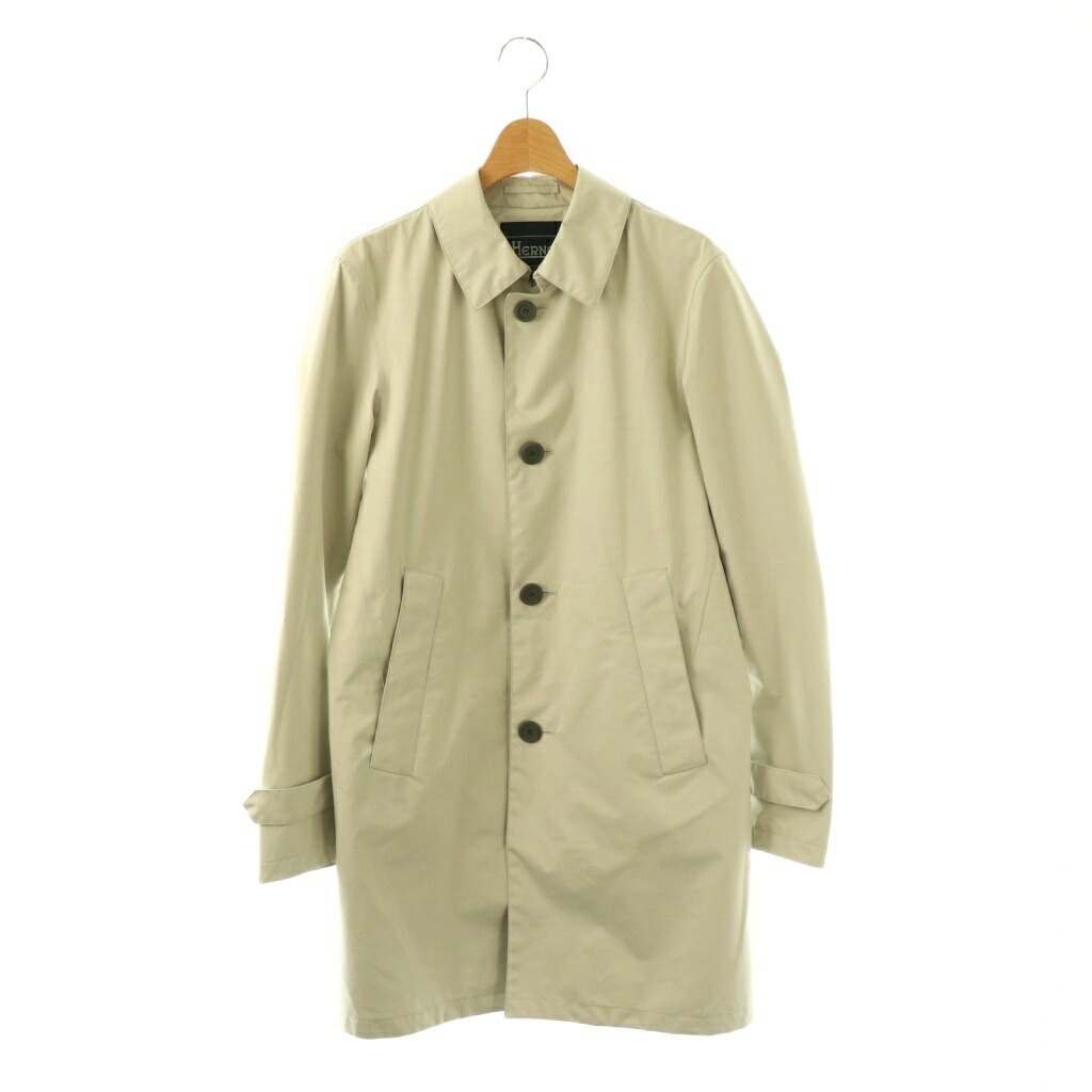 【中古】ヘルノ HERNO GORE-TEX ステンカラーコート ロング 44 ライトベージュ /DO ■OS ■AD メンズ 【ベクトル 古着】 260324