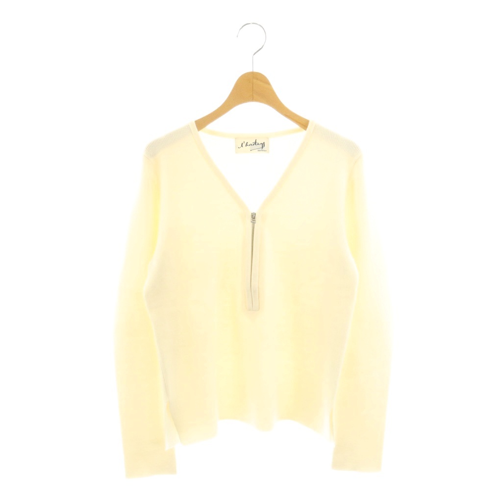 【中古】レリタージュマルティニーク lheritage martinique 24AW ジップアップVネックプルオーバー ニット セーター アイボリー /ES ■OS レディース 【ベクトル 古着】 260324