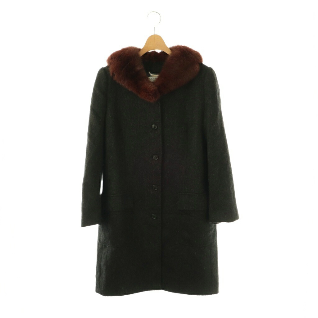 【中古】ディー\u0026重力加速度 弗ガバ ドルチェ\u0026ガッバーナ D\u0026G アルパカ厚地の外套 アウター ロング 毛皮 44 暗灰色赤銅色 赤銅色 /DO ■os レディース 【ベクター 古着】 260331