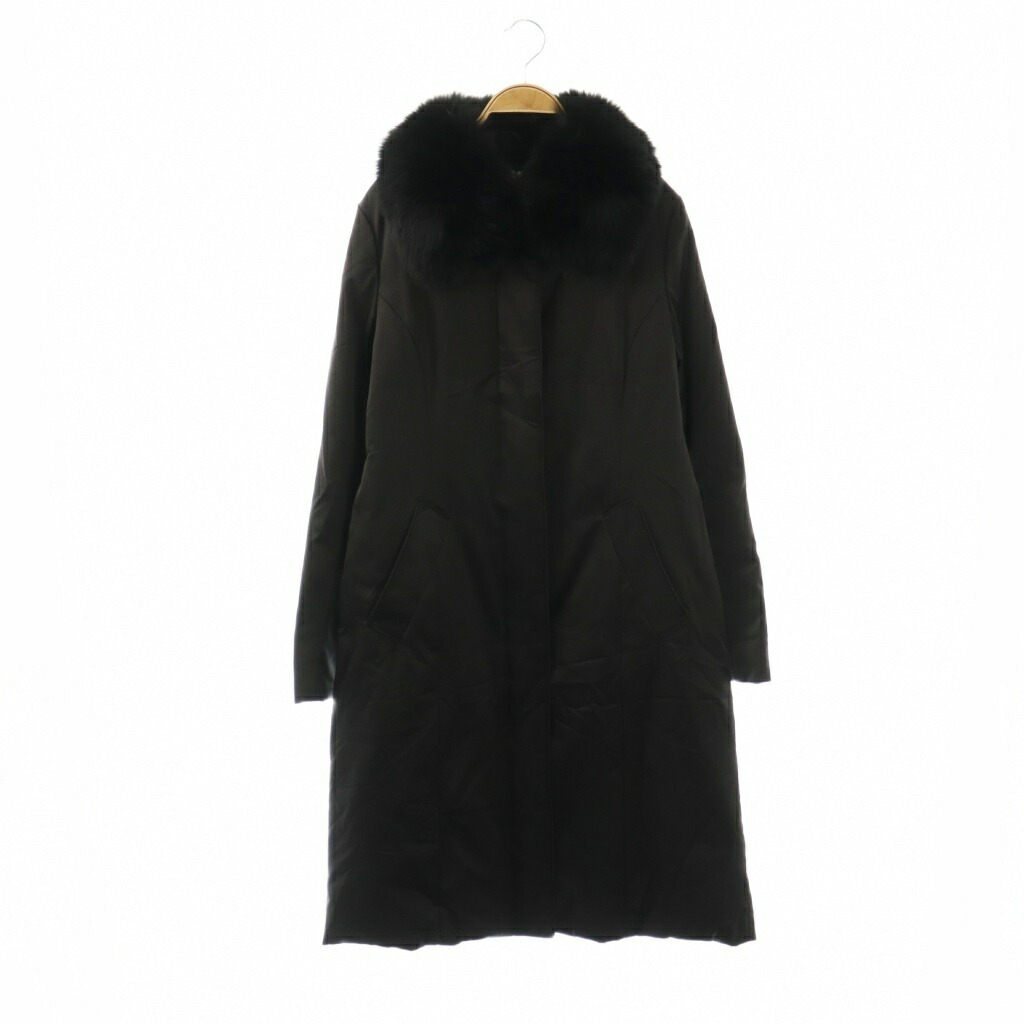【中古】アクアスキュータム AQUASCUTUM フォックスファー ダウンコート ロング ブラック /HK ■OS レディース 【ベクトル 古着】 260402