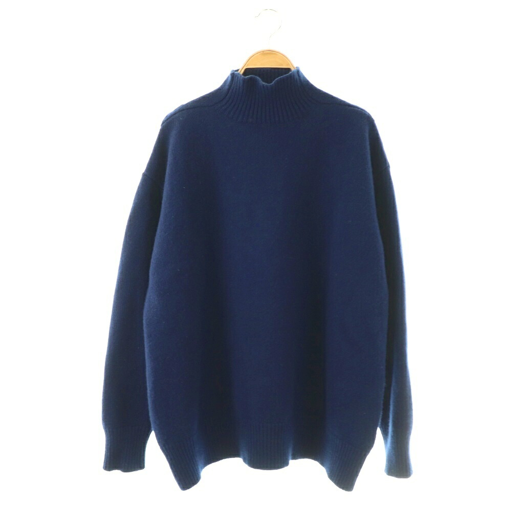 【中古】スタジオニコルソン STUDIO NICHOLSON BRITISH LAMBSWOOL ハイネックニット セーター 長袖 1 ネイビー /HK ■OS メンズ 【ベクトル 古着】 260324