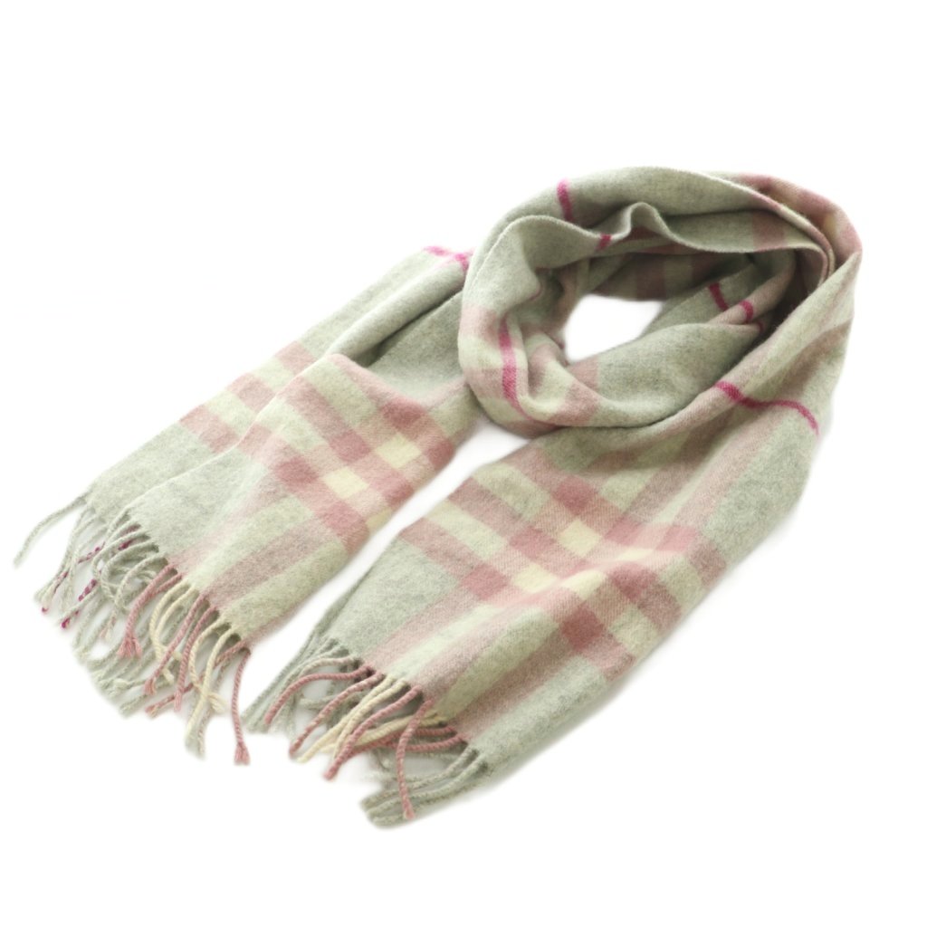 【中古】赤ちょうちんバリー BURBERRY えり巻き カシミール 照合のしるし柄 フリンジ 168×30糎 薄墨色 サクラ色 /MI ■os レディース 【ベクター 古着】 260331